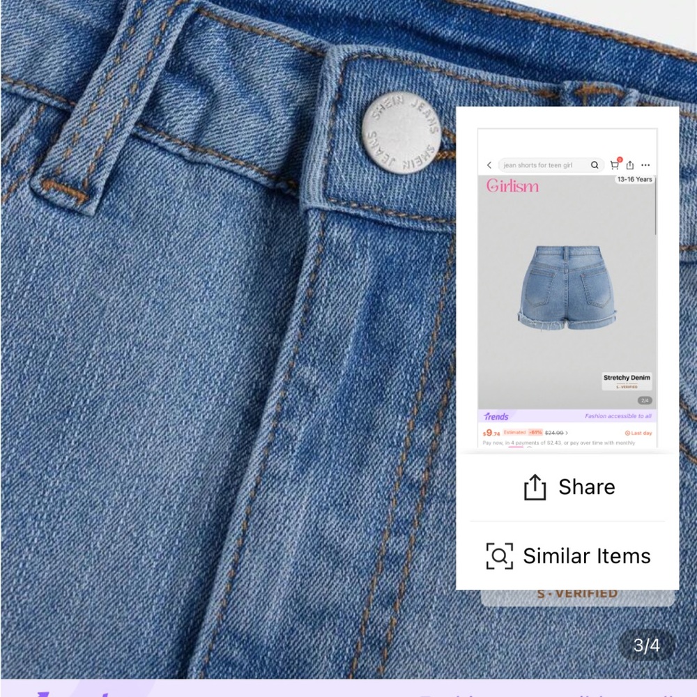 SHEIN Light Blue Distressed Jean denim Shorts - Picture 6 of 7